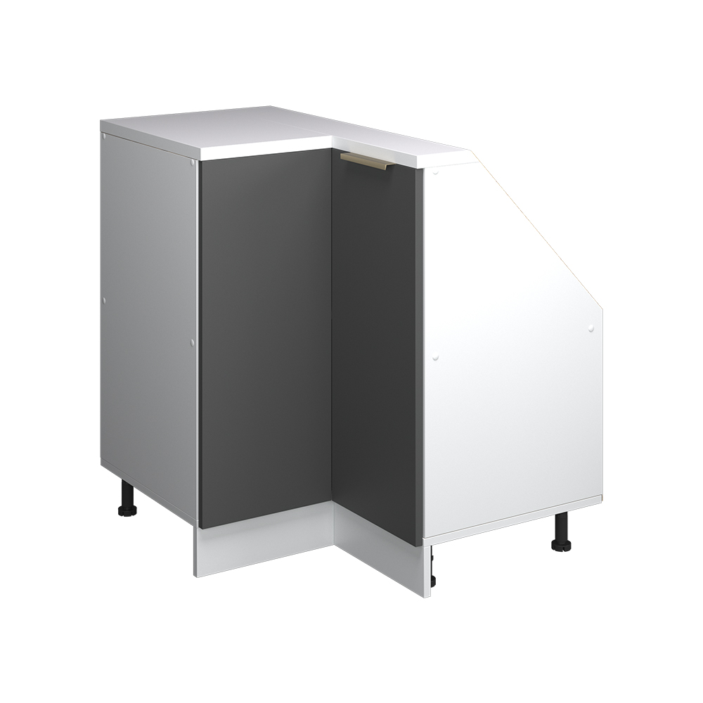Eck-küchenschrank Für Dachschrägen R-line, Anthrazit-gold/weiß, 75.6 Cm Mit 1 Tür, Vicco
