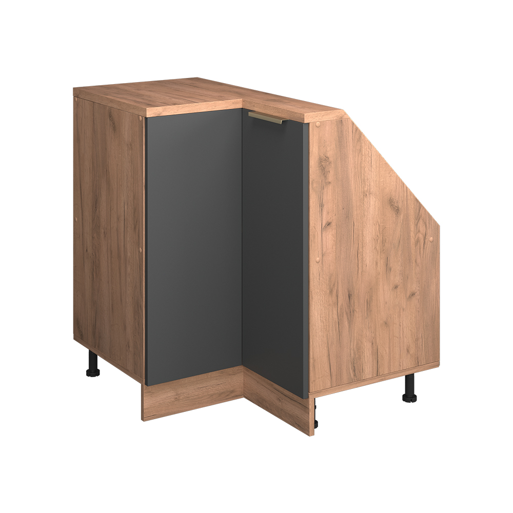 Eck-küchenschrank Für Dachschrägen R-line, Anthrazit-gold/goldkraft Eiche, 75.6 Cm Mit 1 Tür, Vicco