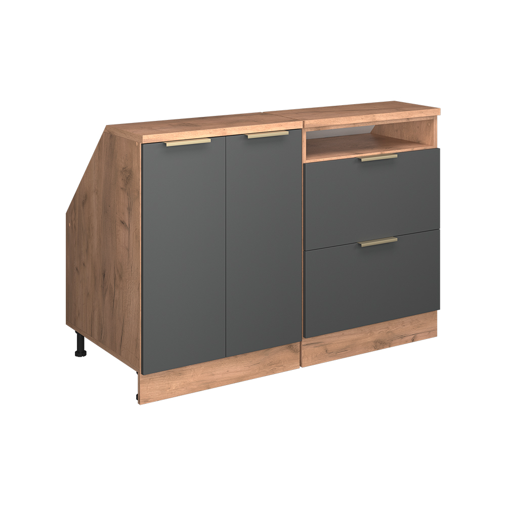 Dachschrägenschrank-set Rion, Anthrazit-gold, 120 Cm 2er Set Schrankkorpuss 60 Cm Tiefe, Vicco