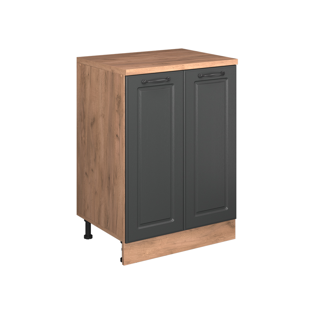 Erweiterungsschrank Rion, Anthrazit Landhaus/goldkraft Eiche, 60 X 46 Cm Ohne Schräge Mit 2 Türen, Vicco