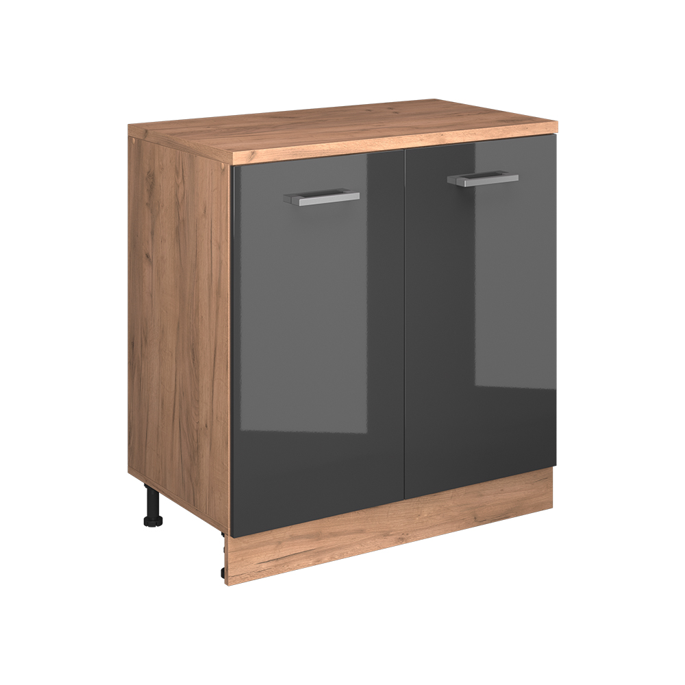 Erweiterungsschrank Rion, Anthrazit Hochglanz/goldkraft Eiche, 80 X 46 Cm Ohne Schräge Mit 2 Türen, Vicco