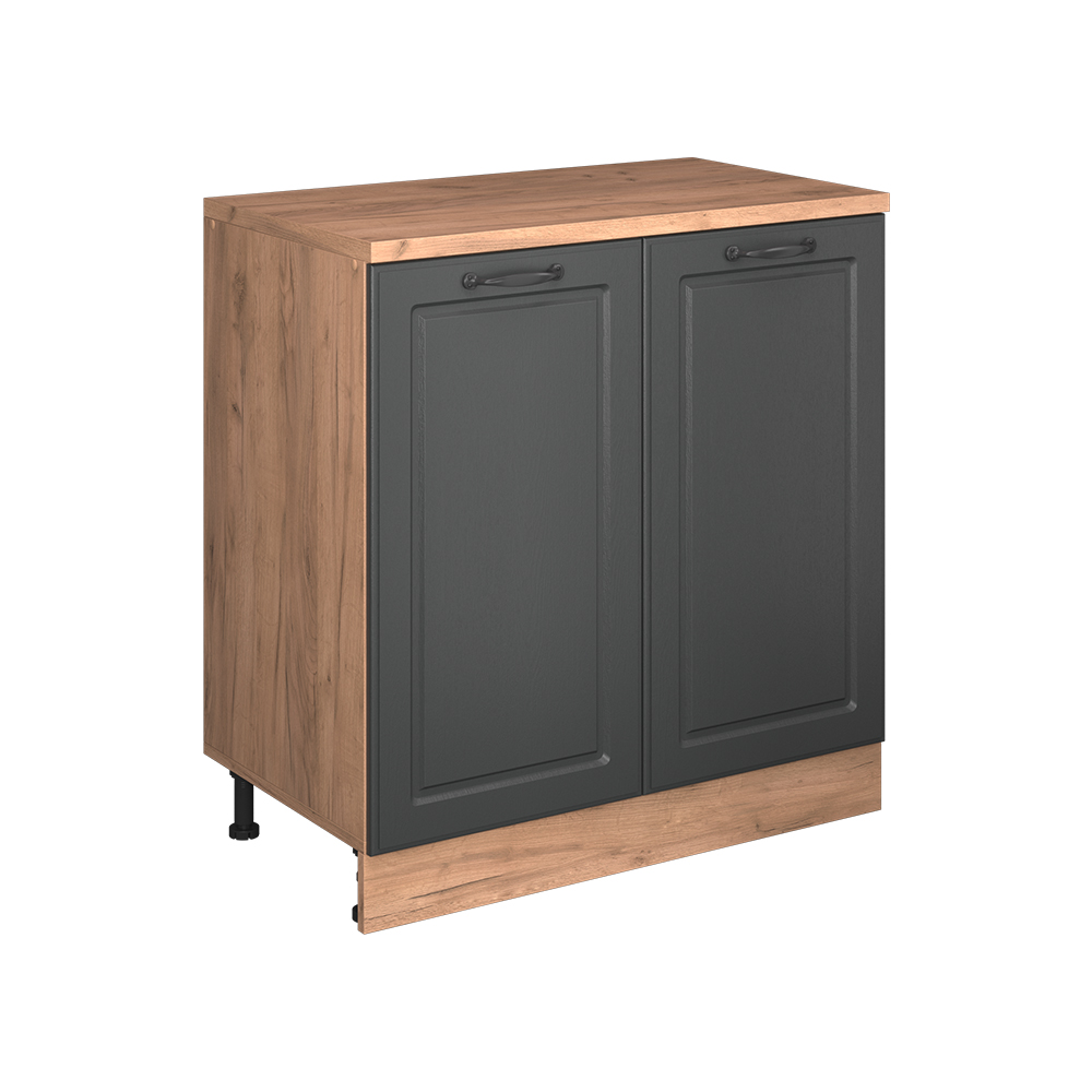 Erweiterungsschrank Rion, Anthrazit Landhaus/goldkraft Eiche, 80 X 46 Cm Ohne Schräge Mit 2 Türen, Vicco