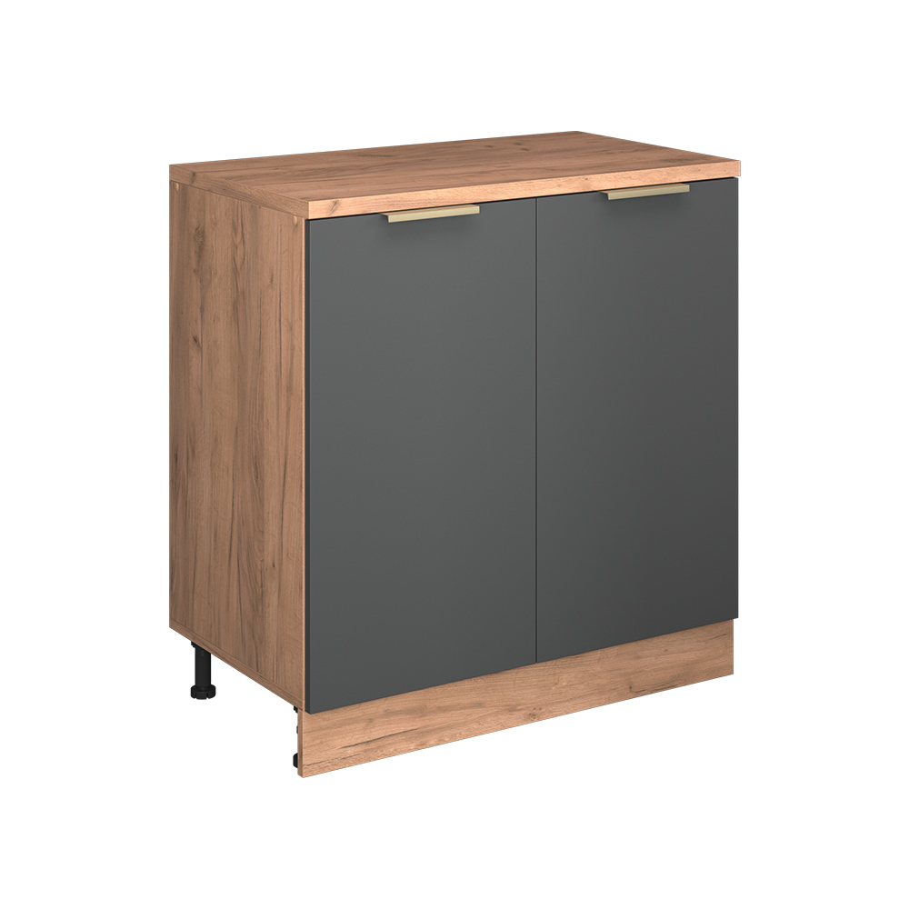 Erweiterungsschrank Rion, Anthrazit-gold/goldkraft Eiche, 80 X 46 Cm Ohne Schräge Mit 2 Türen, Vicco