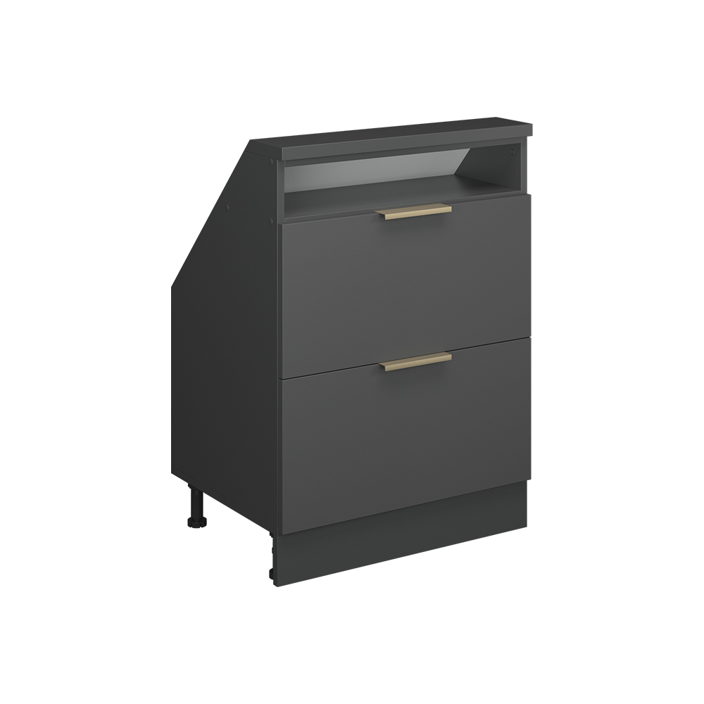 Küchenschrank Für Dachschrägen R-line, Anthrazit-gold, 60 Cm Mit 2 Schubladen, Vicco