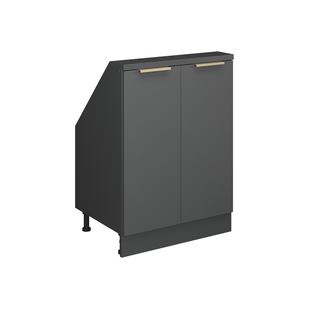 Küchenschrank Für Dachschrägen R-line, Anthrazit-gold, 60 Cm Mit 2 Türen, Vicco