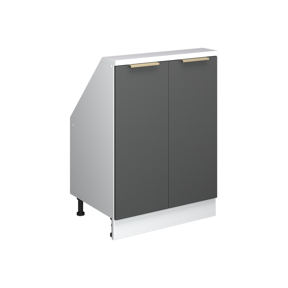 Küchenschrank Für Dachschrägen R-line, Anthrazit-gold/weiß, 60 Cm Mit 2 Türen, Vicco