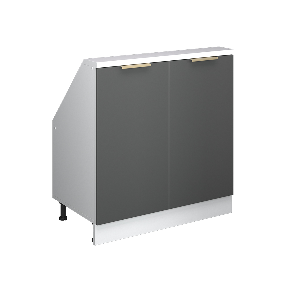Küchenschrank Für Dachschrägen R-line, Anthrazit-gold/weiß, 80 Cm Mit 2 Türen, Vicco