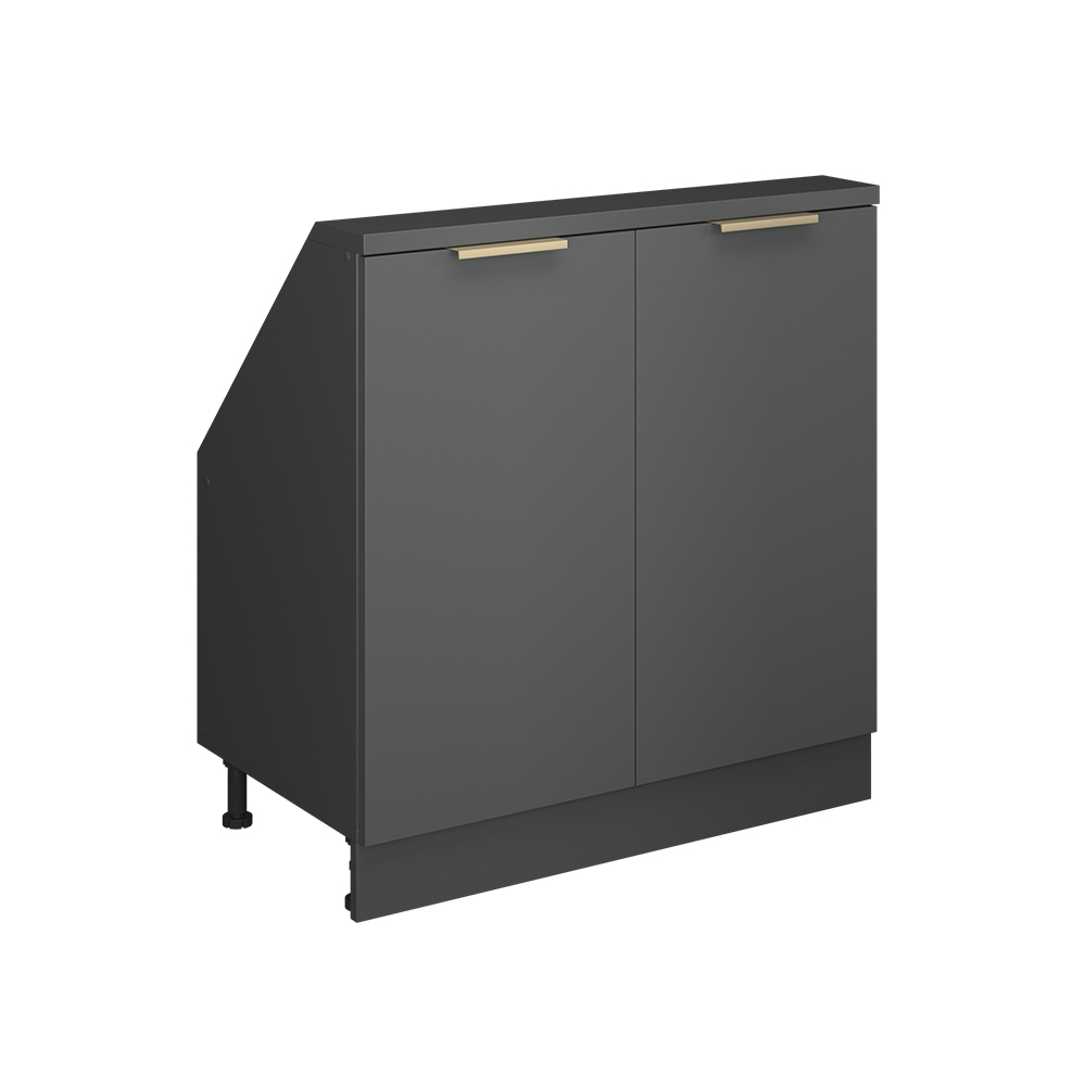 Küchenschrank Für Dachschrägen R-line, Anthrazit-gold, 80 Cm Mit 2 Türen, Vicco