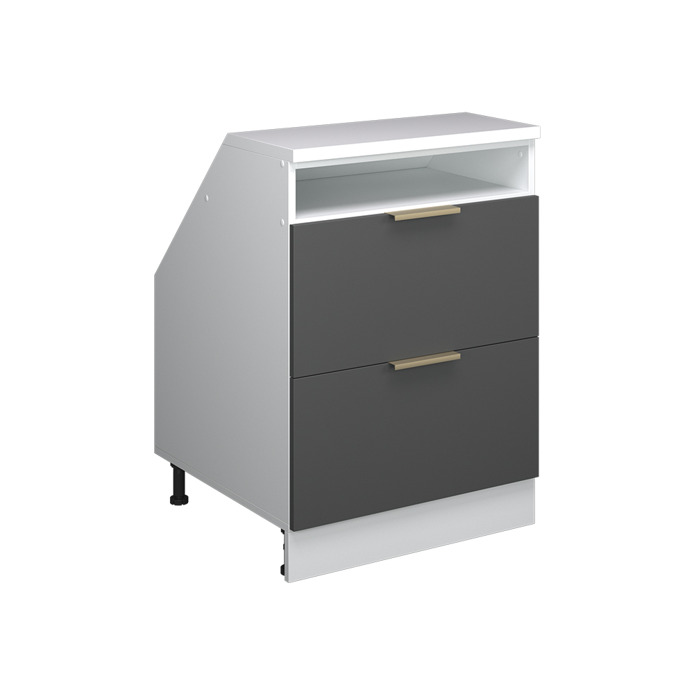 Dachschrägenschrank Rion, Anthrazit-gold, 60 X 81.6 Cm Mit 2 Schubladen, Schrankkorpus 60 Cm Tiefe, Vicco