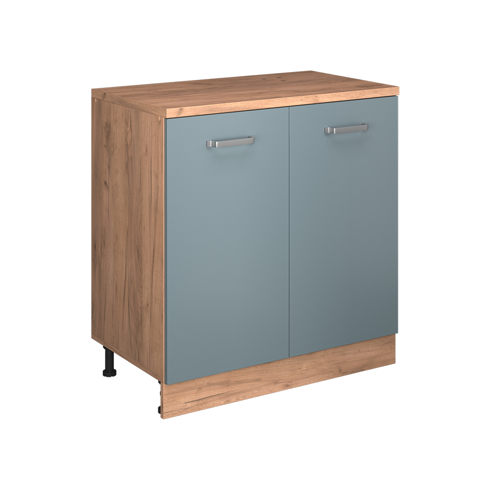 Erweiterungsschrank Rion, Blau-grau/goldkraft Eiche, 80 X 46 Cm Ohne Schräge Mit 2 Türen, Vicco