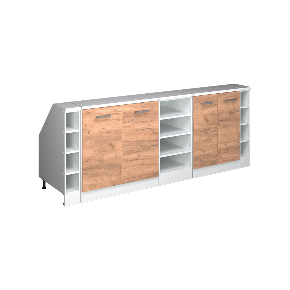 Küchenschrank Für Dachschrägen R-line, Goldkraft Eiche, 210 Cm 5er Set Schrankkorpuss 60 Cm Tiefe, Vicco