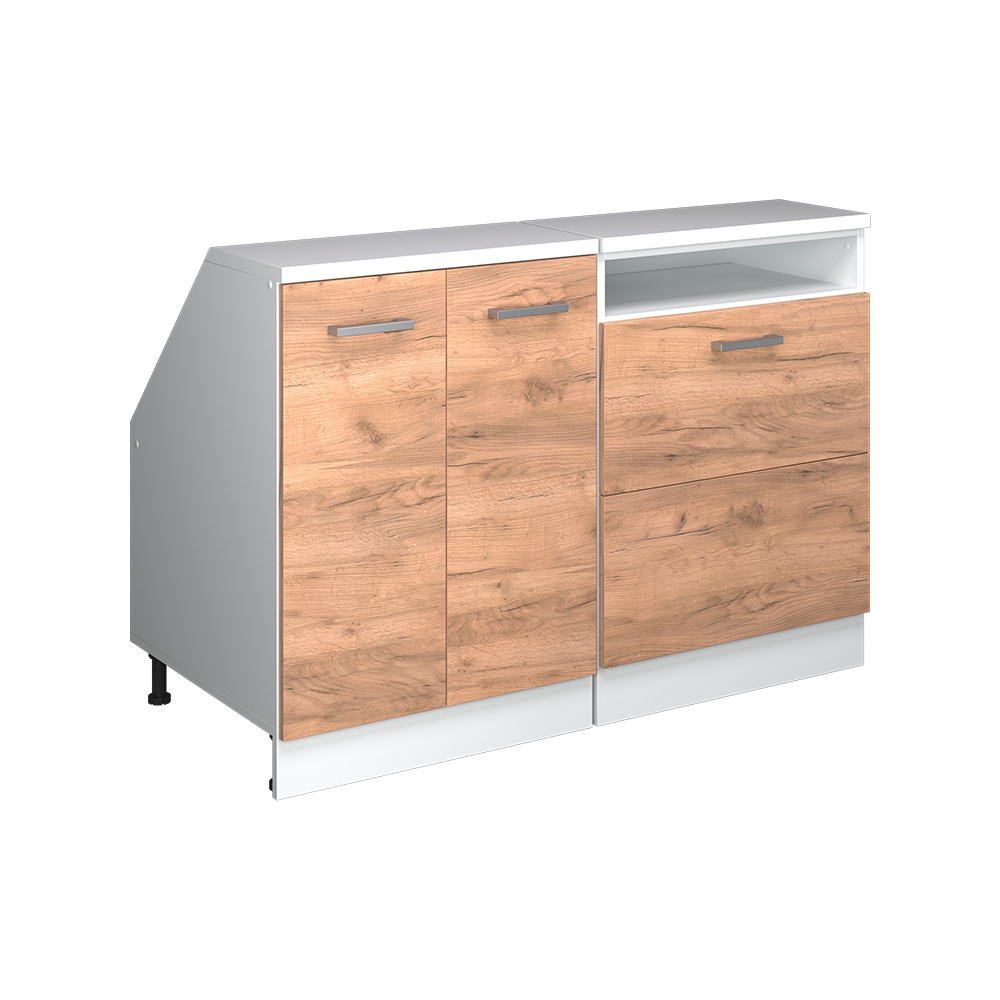Dachschrägenschrank-set Rion, Goldkraft Eiche, 120 Cm 2er Set Schrankkorpuss 60 Cm Tiefe, Vicco
