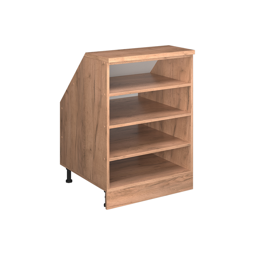Küchenschrank Für Dachschrägen R-line, Goldkraft Eiche, 60 Cm Mit 4 Fächern, Schrankkorpus 60 Cm Tiefe, Vicco