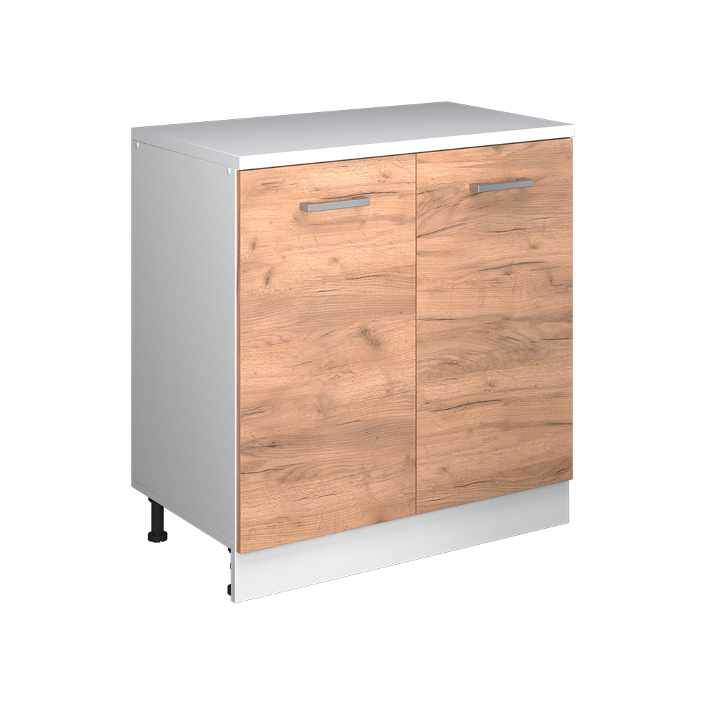 Küchenschrank Für Dachschrägen R-line, Goldkraft Eiche, 80 Cm Ohne Schräge Mit 2 Türen, Vicco