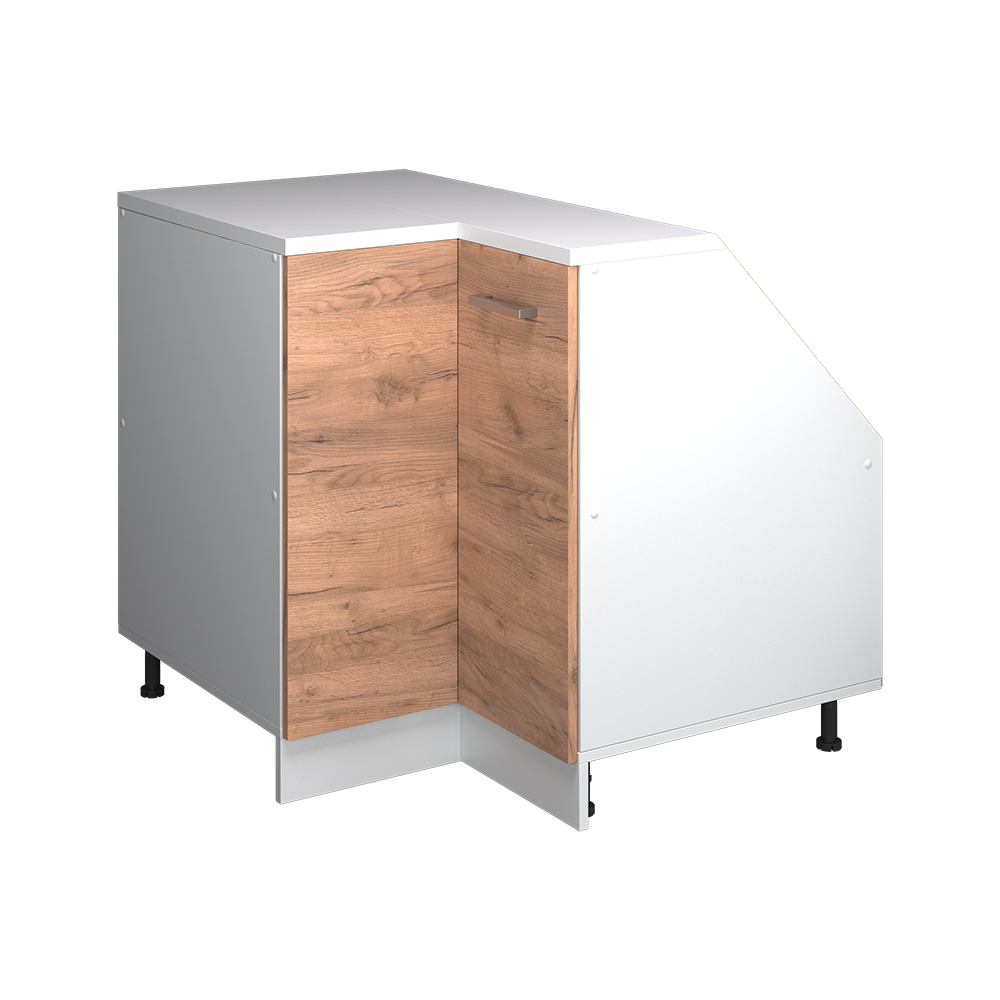 Eck-küchenschrank Für Dachschrägen R-line, Goldkraft Eiche, 75.6 Cm Mit 1 Tür, Schrankkorpus 60 Cm Tiefe, Vicco