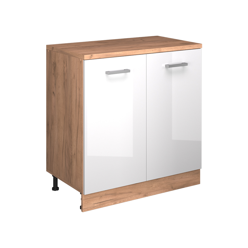Erweiterungsschrank Rion, Weiß Hochglanz/goldkraft Eiche, 80 X 46 Cm Ohne Schräge Mit 2 Türen, Vicco