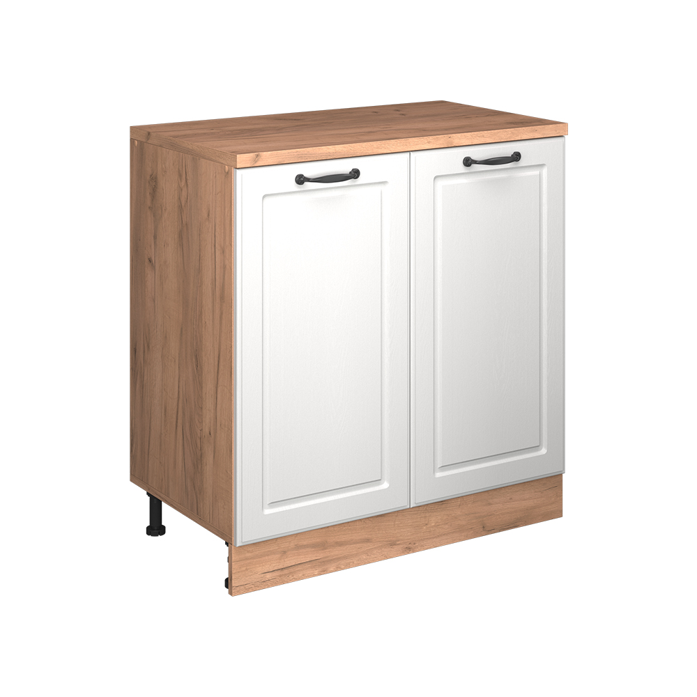 Erweiterungsschrank Rion, Weiß Landhaus/goldkraft Eiche, 80 X 46 Cm Ohne Schräge Mit 2 Türen, Vicco