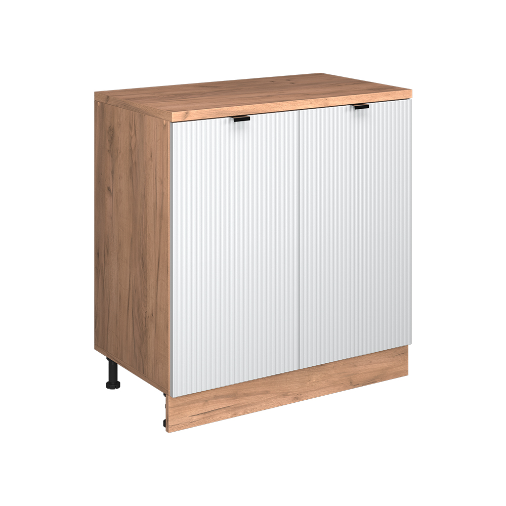 Erweiterungsschrank Rion, Weiß Riffel/goldkraft Eiche, 80 X 46 Cm Ohne Schräge Mit 2 Türen, Vicco