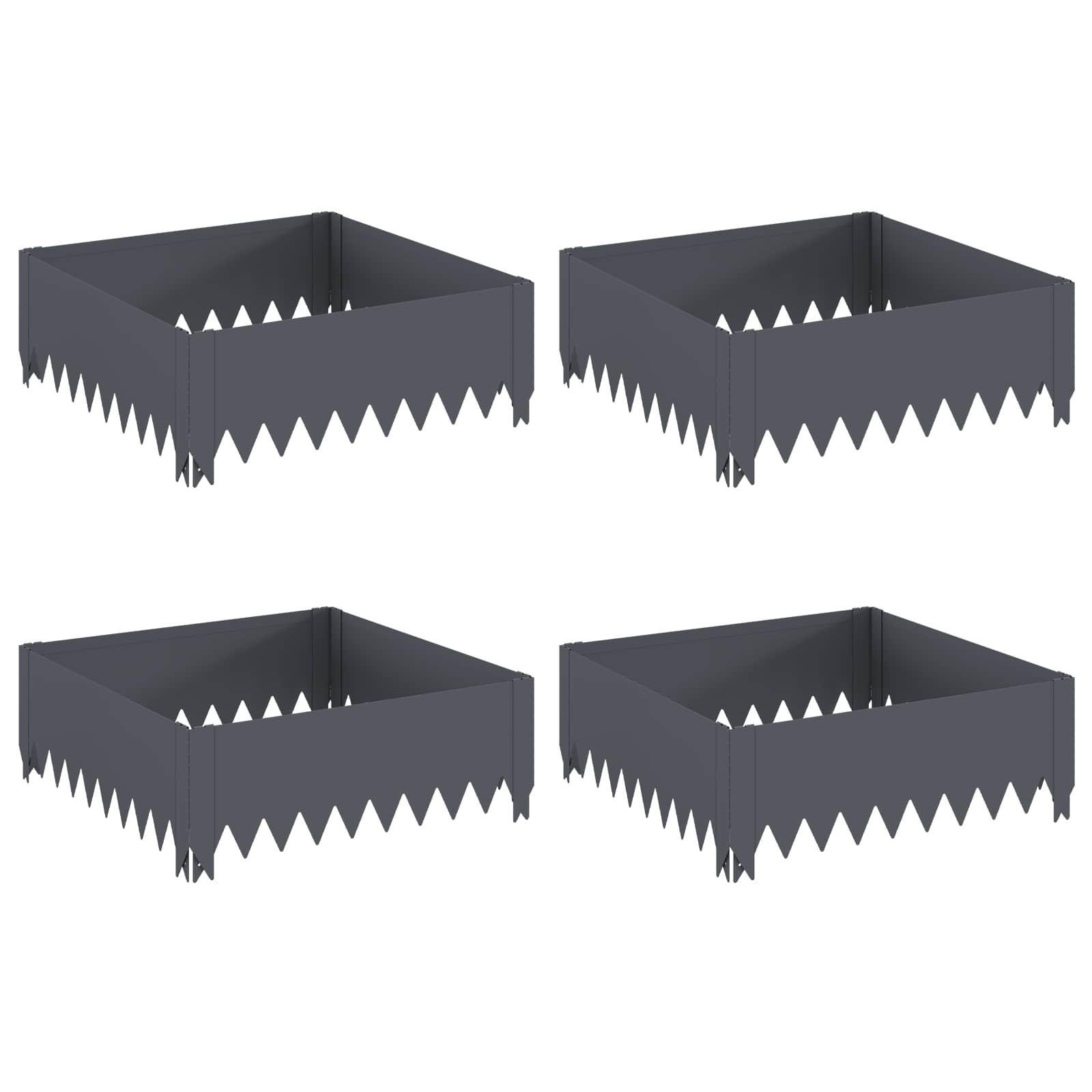 Vidaxl Lawn Edging 4 Pcs 60 X 60 X 20 Cm Steel Anthracite