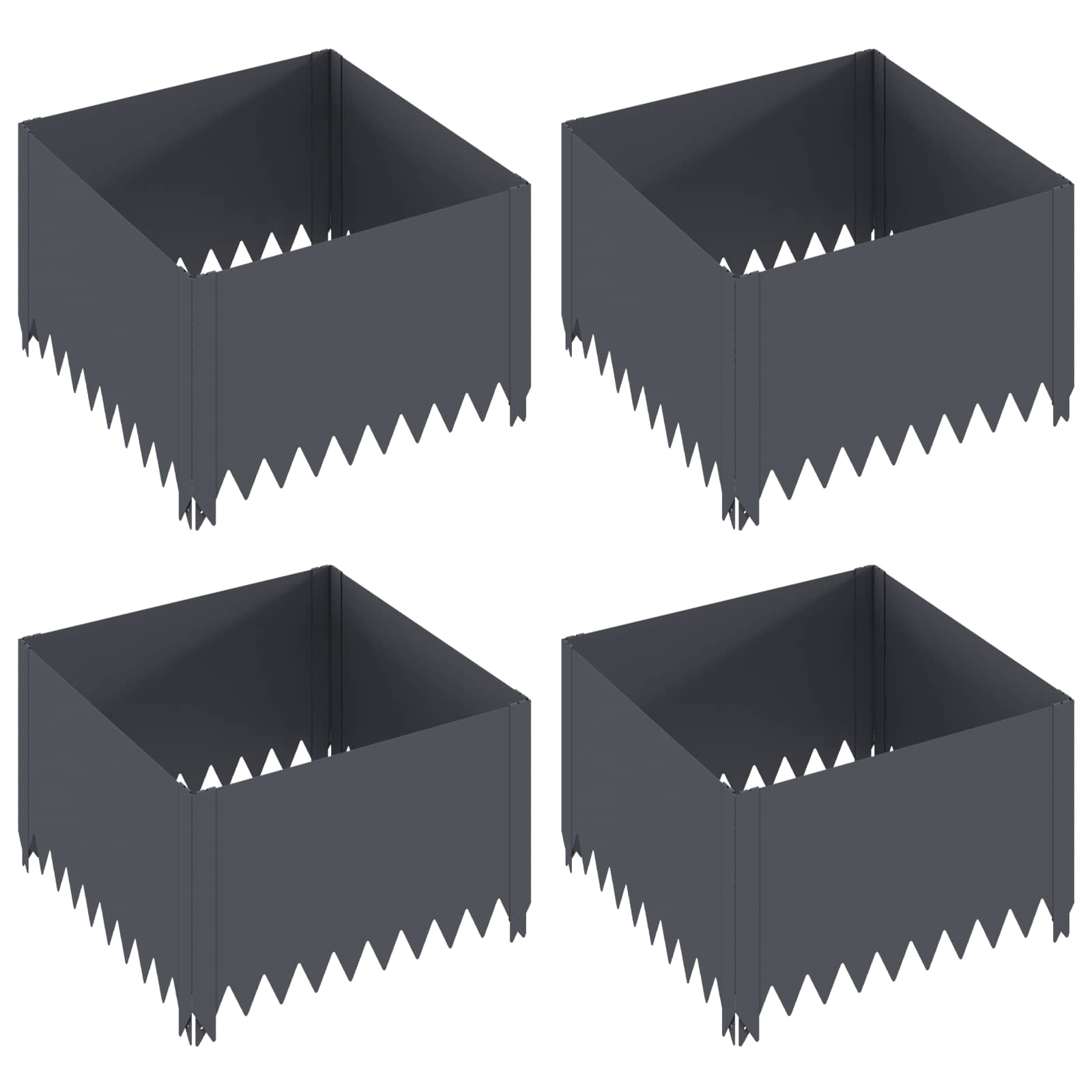 Vidaxl Lawn Edging 4 Pcs 60 X 60 X 35 Cm Steel Anthracite