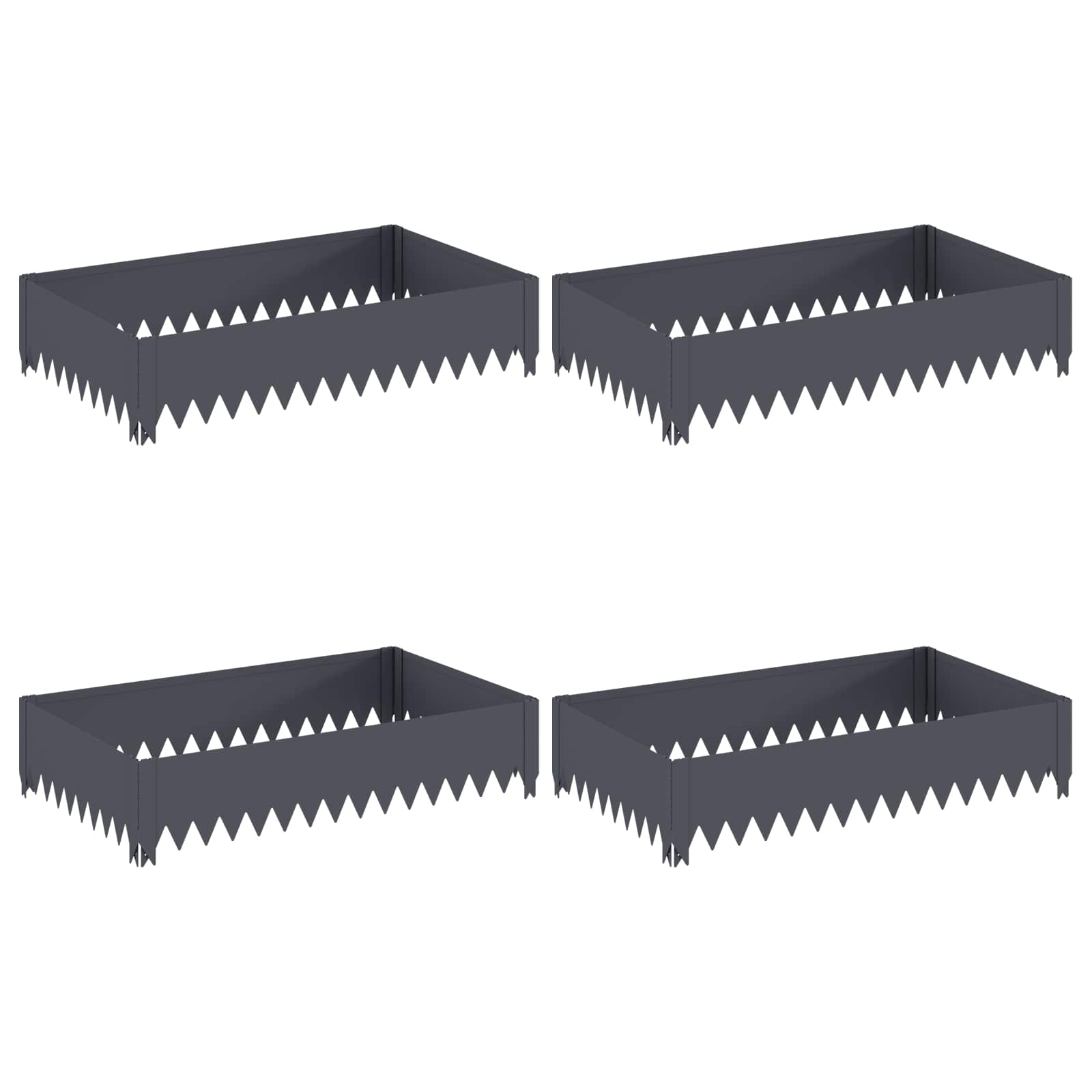 Vidaxl Lawn Edging 4 Pcs 100 X 60 X 20 Cm Steel Anthracite