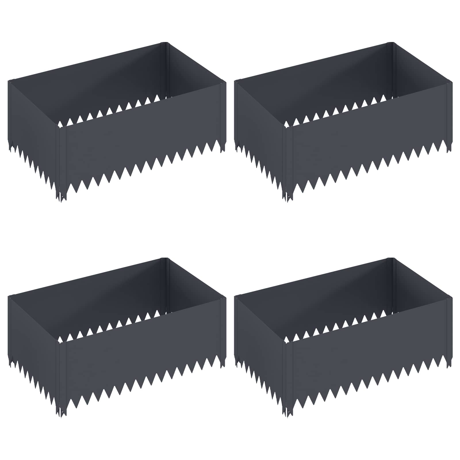 Vidaxl Lawn Edging 4 Pcs 100 X 60 X 35 Cm Steel Anthracite