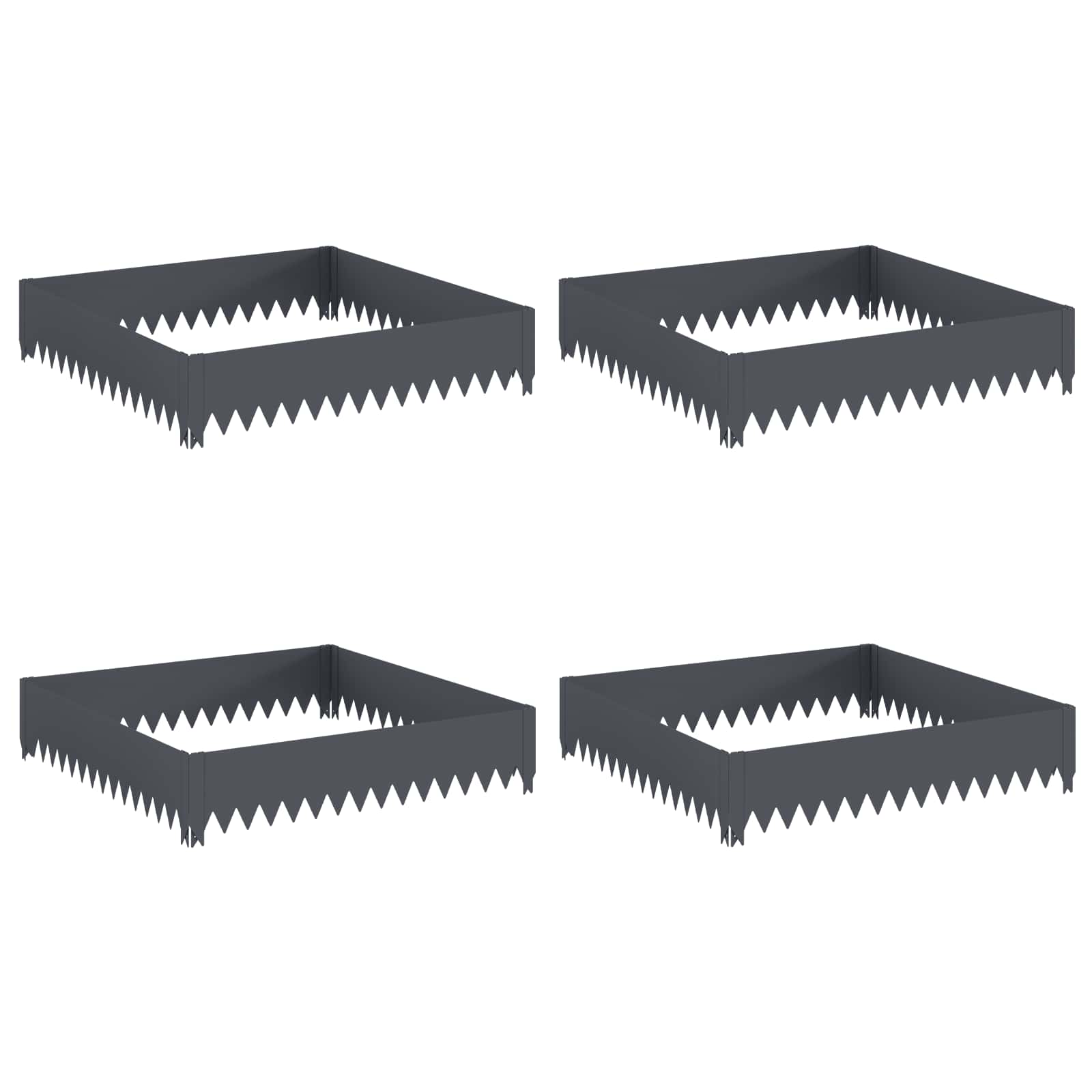 Vidaxl Lawn Edging 4 Pcs 100 X 100 X 20 Cm Steel Anthracite