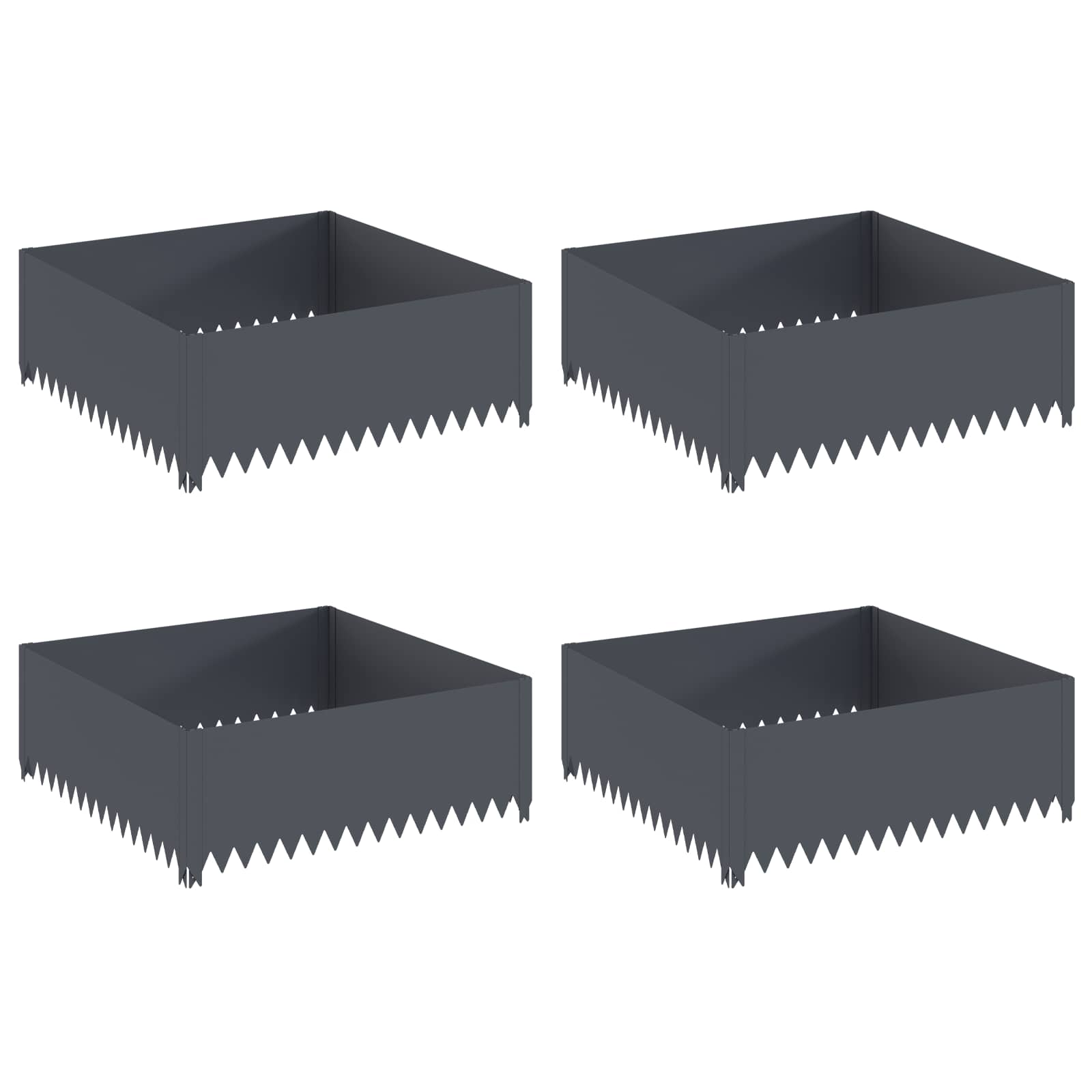Vidaxl Lawn Edging 4 Pcs 100 X 100 X 35 Cm Steel Anthracite