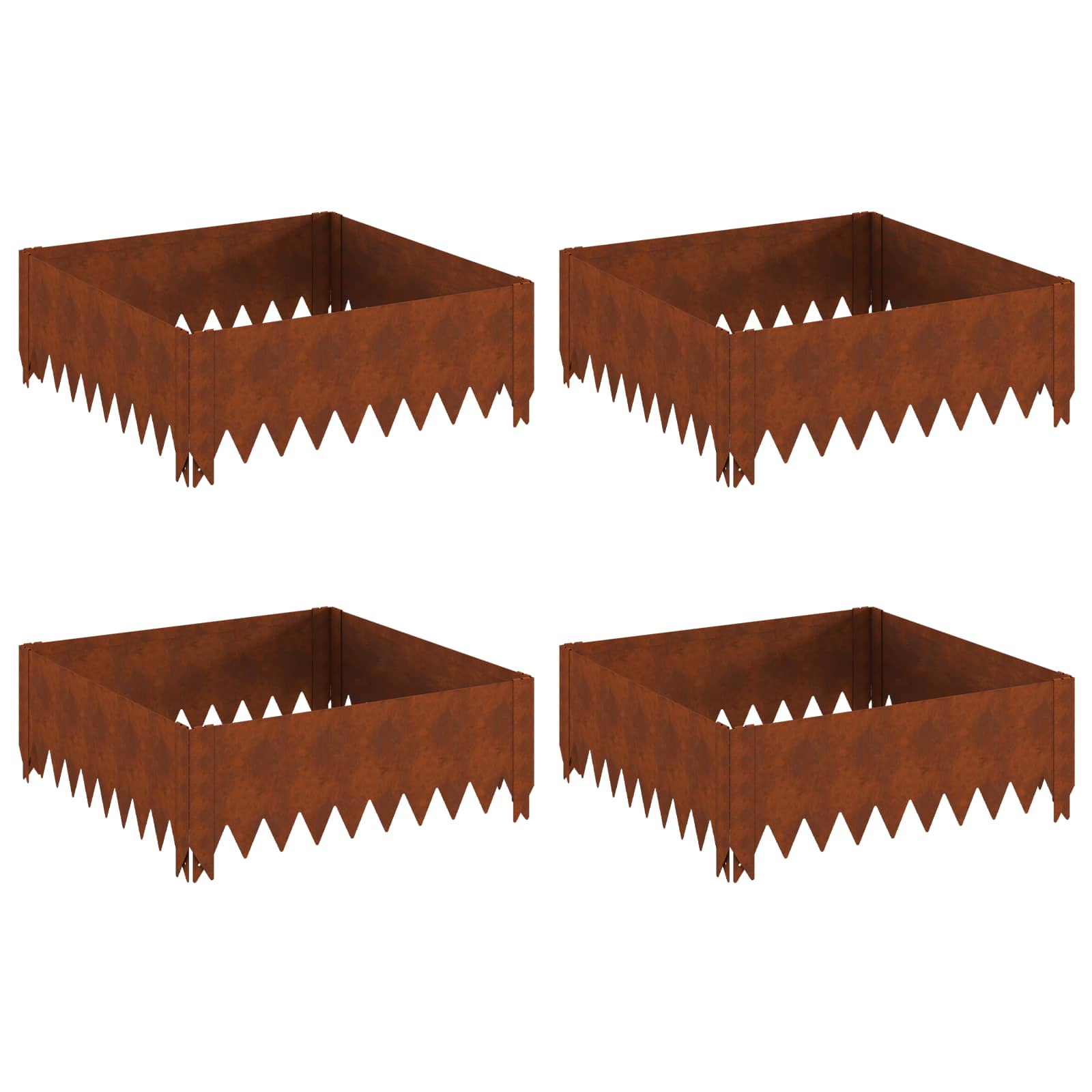 Vidaxl Lawn Edging 4 Pcs 60 X 60 X 20 Cm Steel Rusty
