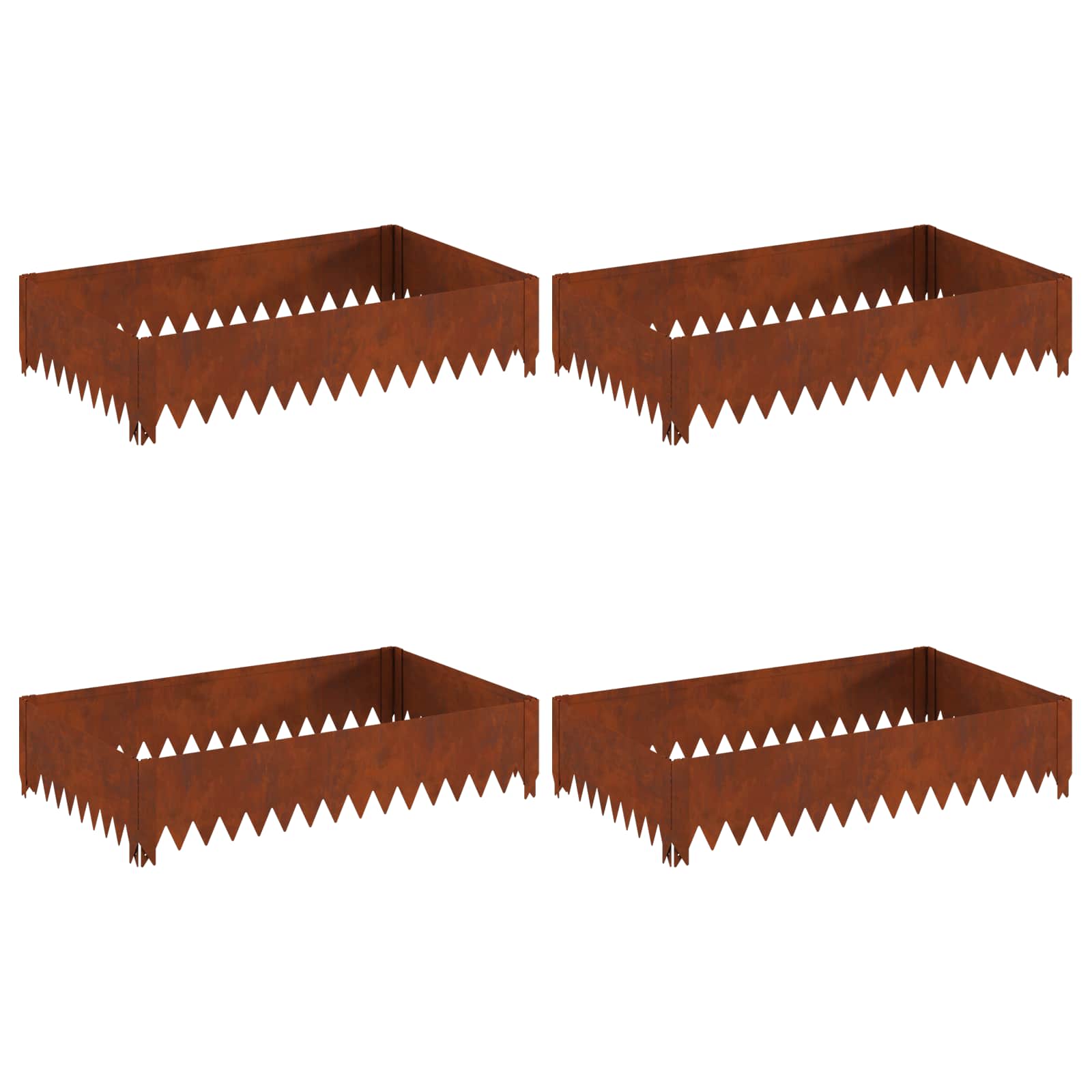 Vidaxl Lawn Edging 4 Pcs 100 X 60 X 20 Cm Steel Rusty