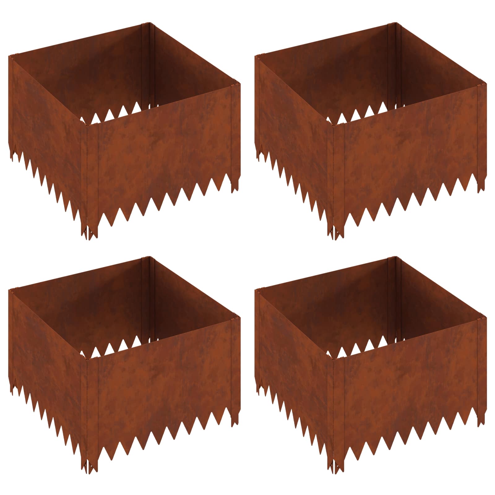Vidaxl Lawn Edging 4 Pcs 60 X 60 X 35 Cm Steel Rusty