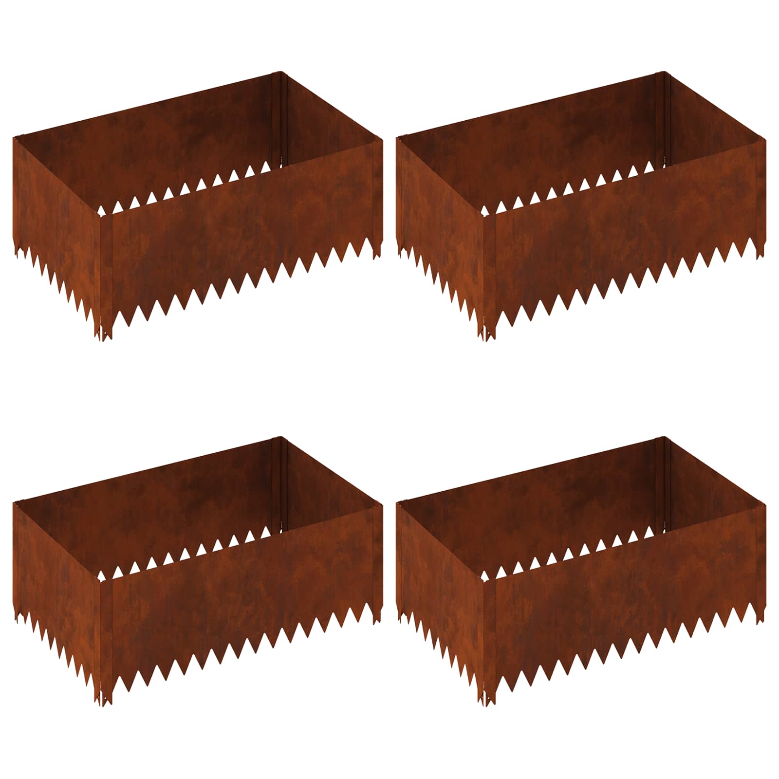 Vidaxl Lawn Edging 4 Pcs 100 X 60 X 35 Cm Steel Rusty