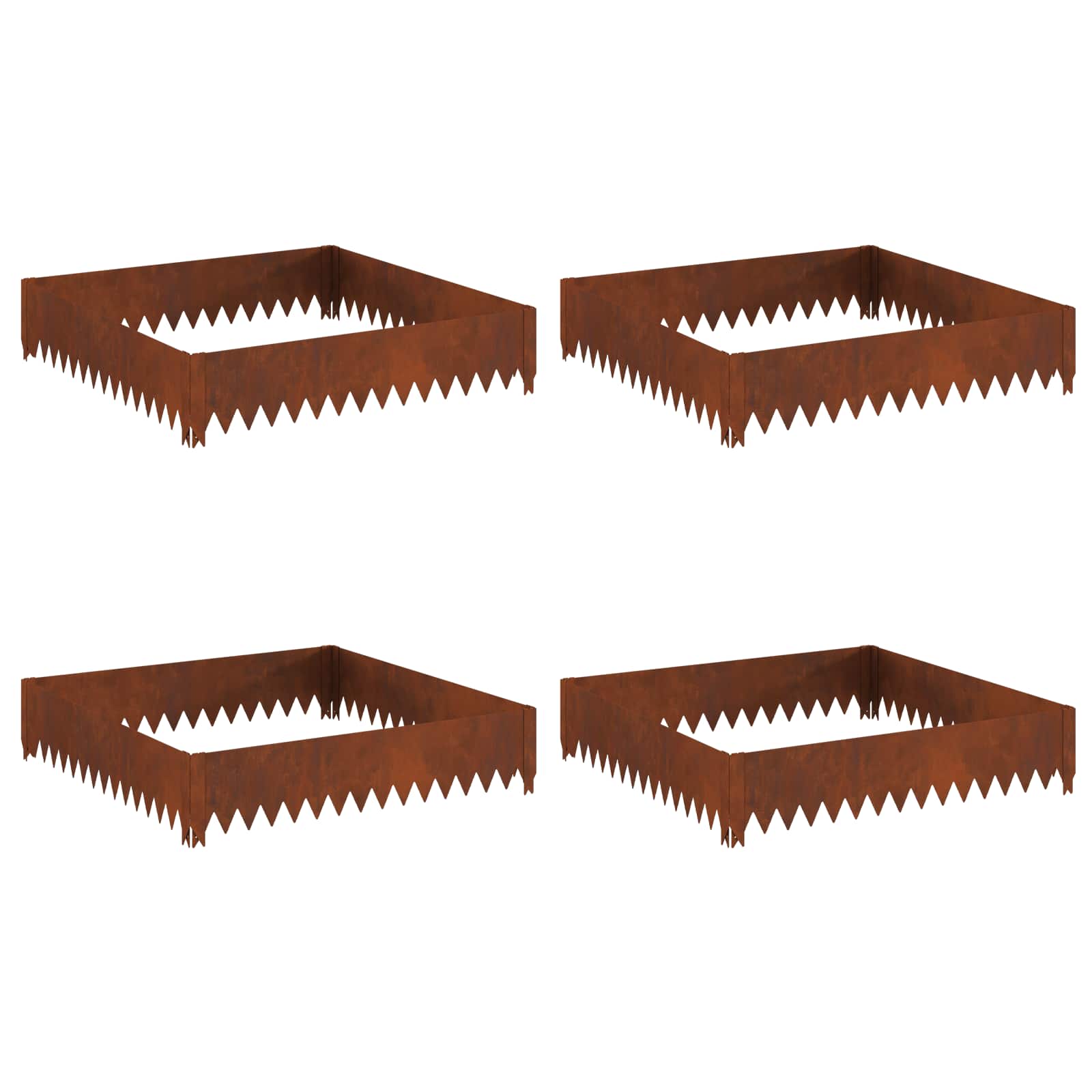 Vidaxl Lawn Edging 4 Pcs 100 X 100 X 20 Cm Steel Rusty