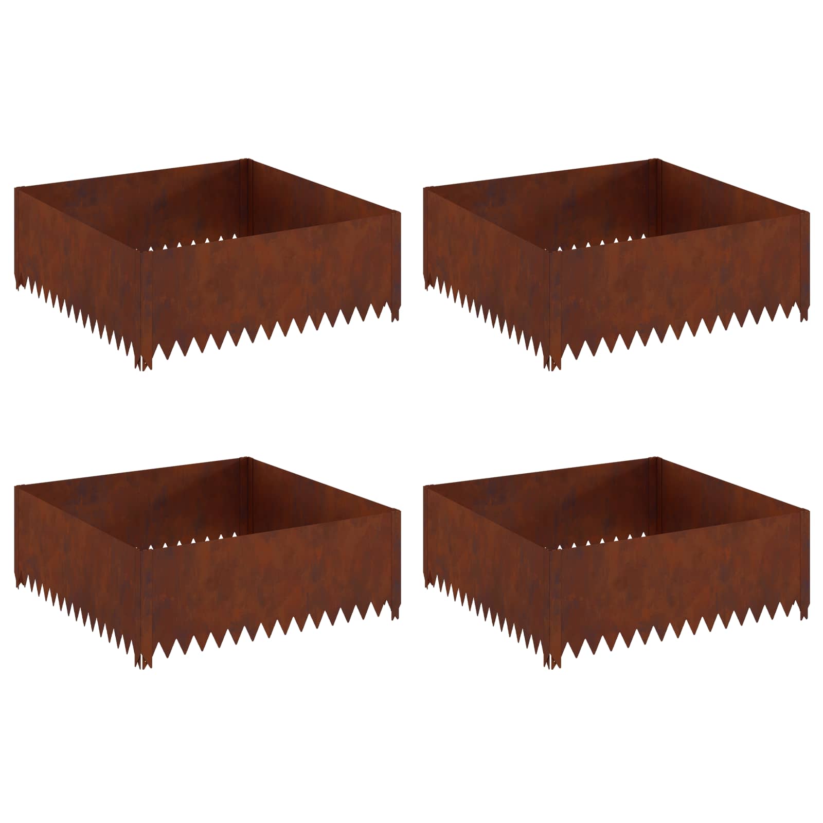 Vidaxl Lawn Edging 4 Pcs 100 X 100 X 35 Cm Steel Rusty