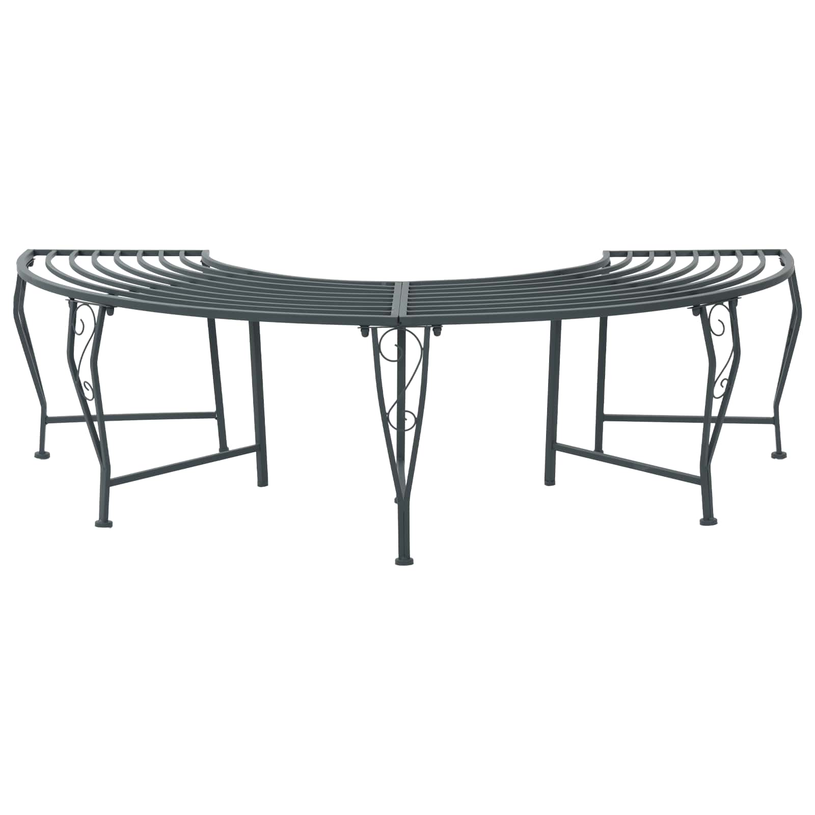 Vidaxl Tree Bench 4-seater 160 X 80 X 44 Cm Steel Silver Grey