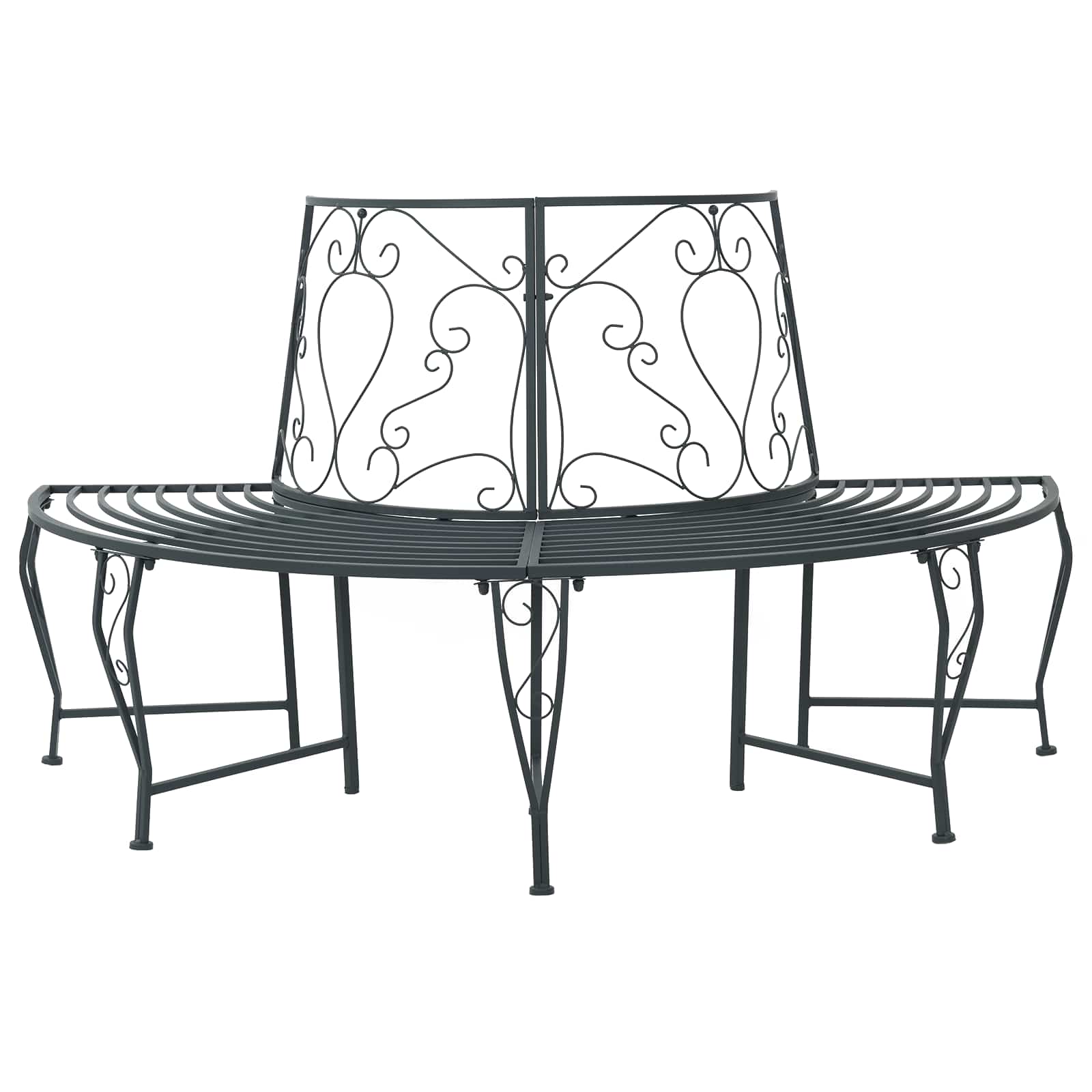 Vidaxl Tree Bench 4-seater 160 X 80 X 89 Cm Steel Silver Grey