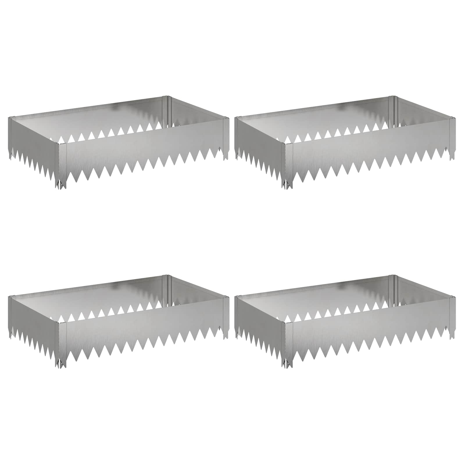 Raseneinfassung 4 Stk. 100 X 60 X 20 Cm Stahl Silber Vidaxl