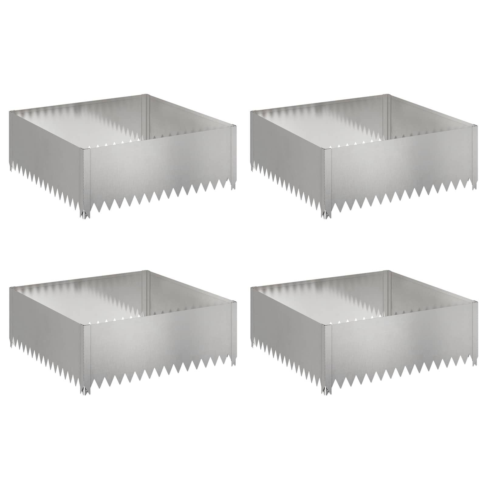 Raseneinfassung 4 Stk. 100 X 100 X 35 Cm Stahl Silber Vidaxl