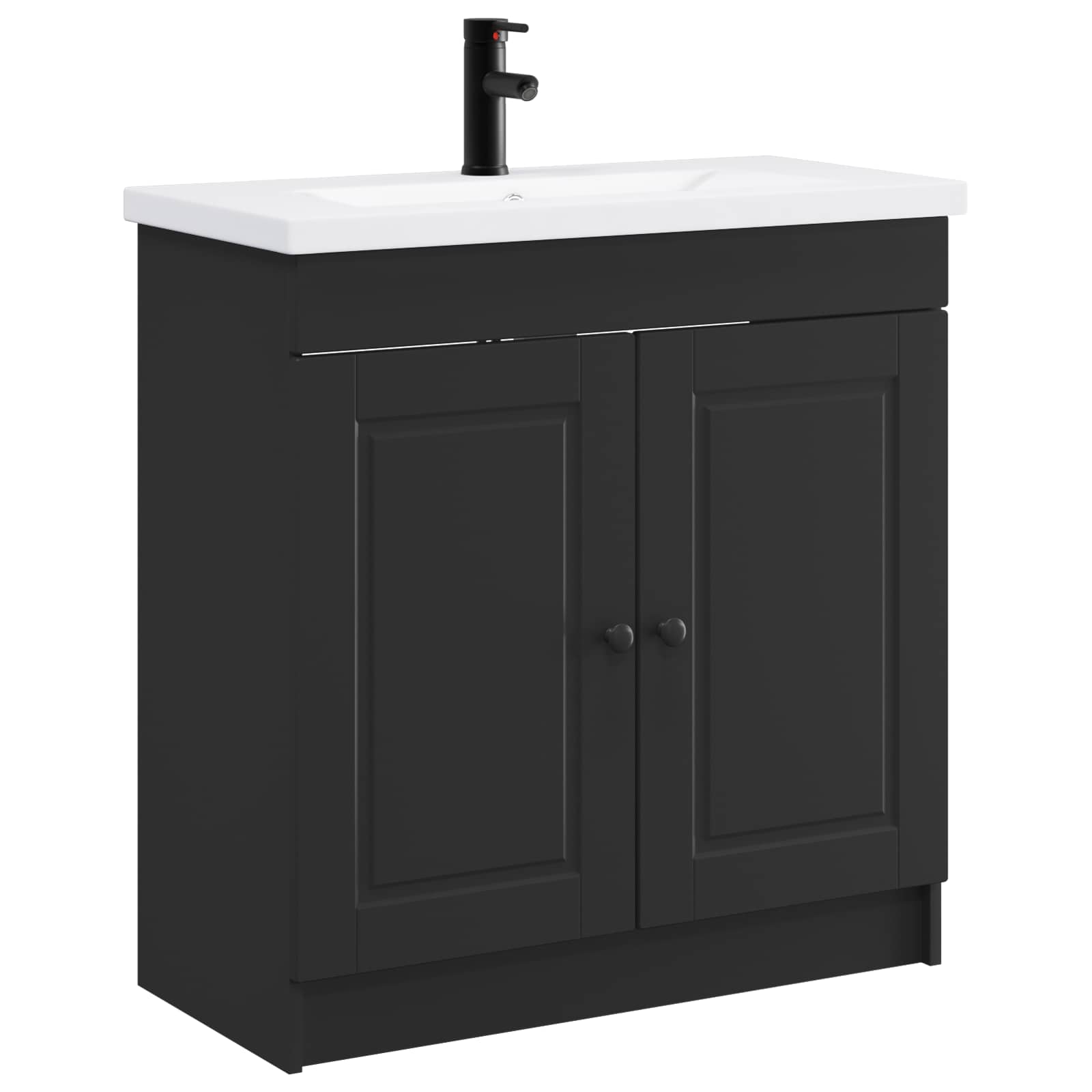 Vidaxl Bathroom Furniture Set Black 56 X 37.5 X 81 Cm Engineered Wood