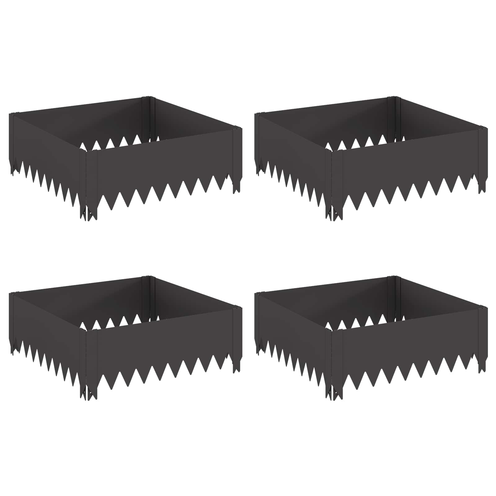 Vidaxl Lawn Edging 4 Pcs 60 X 60 X 20 Cm Steel Black