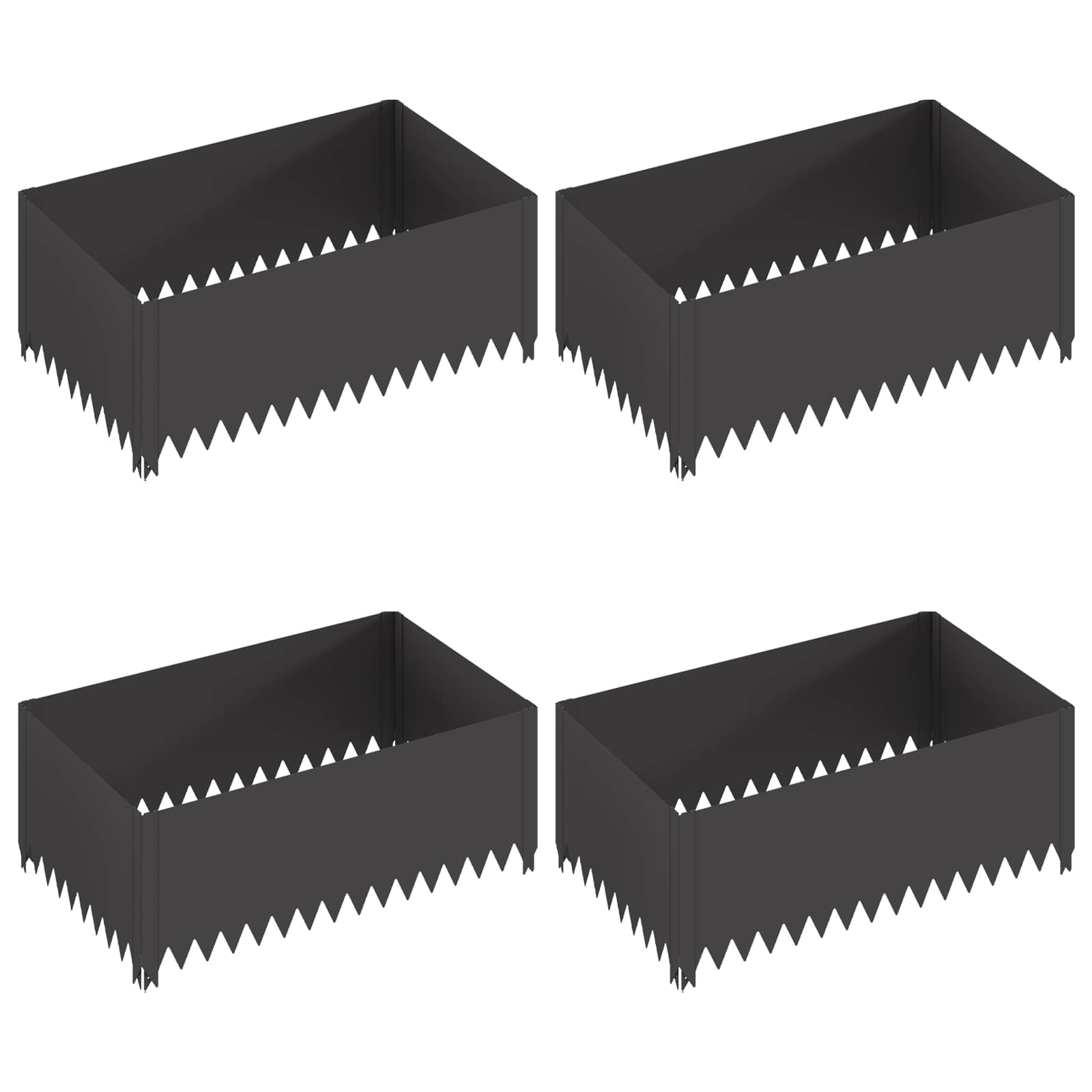 Vidaxl Lawn Edging 4 Pcs 100 X 60 X 35 Cm Steel Black
