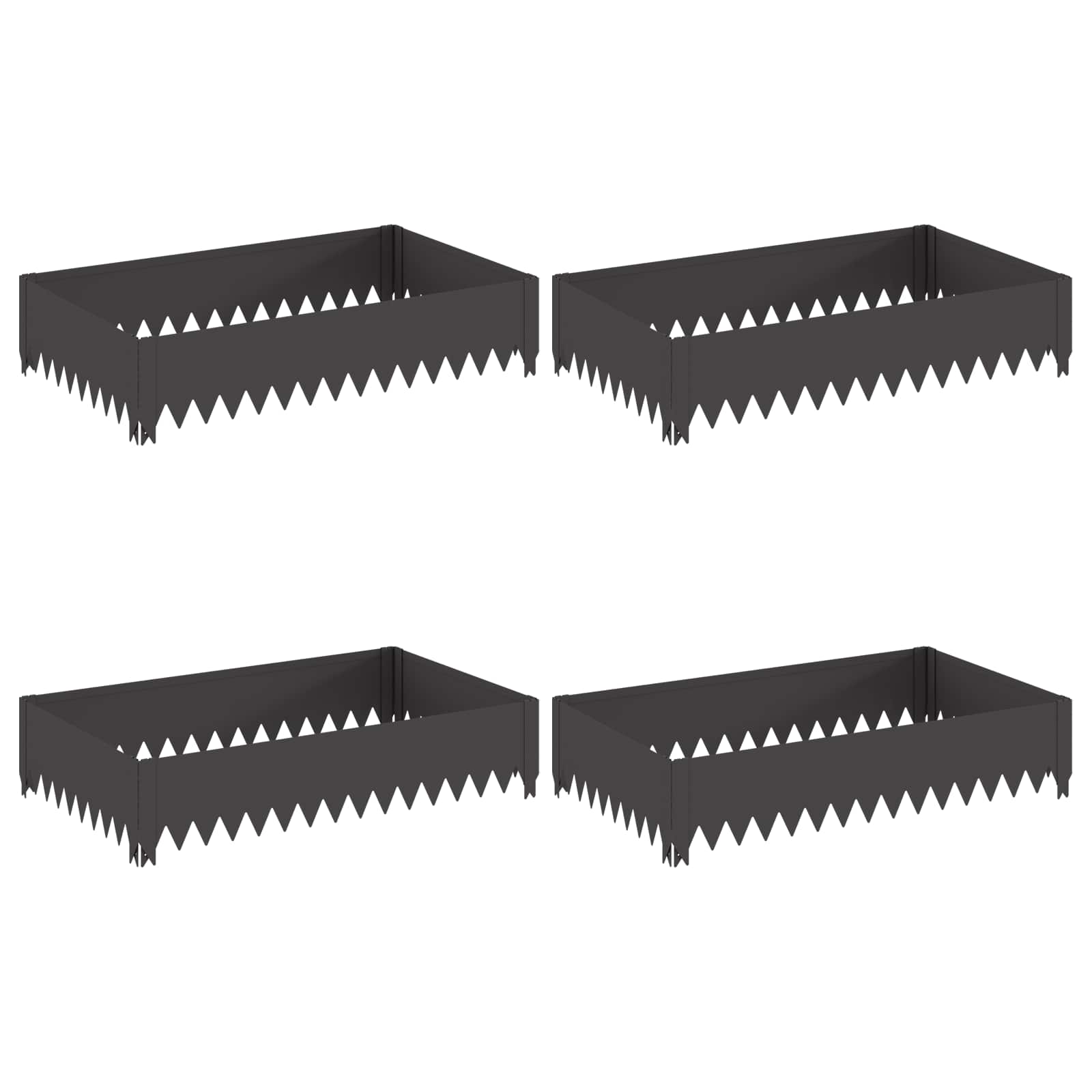 Vidaxl Lawn Edging 4 Pcs 100 X 60 X 20 Cm Steel Black