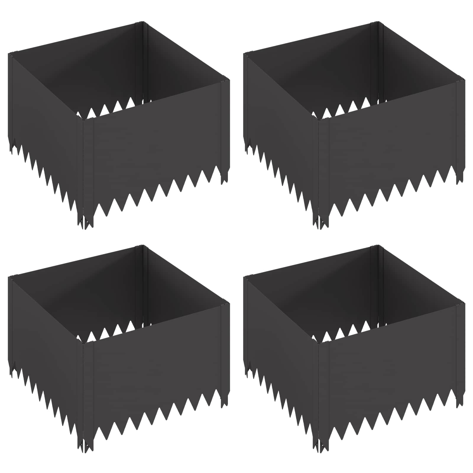Vidaxl Lawn Edging 4 Pcs 60 X 60 X 35 Cm Steel Black