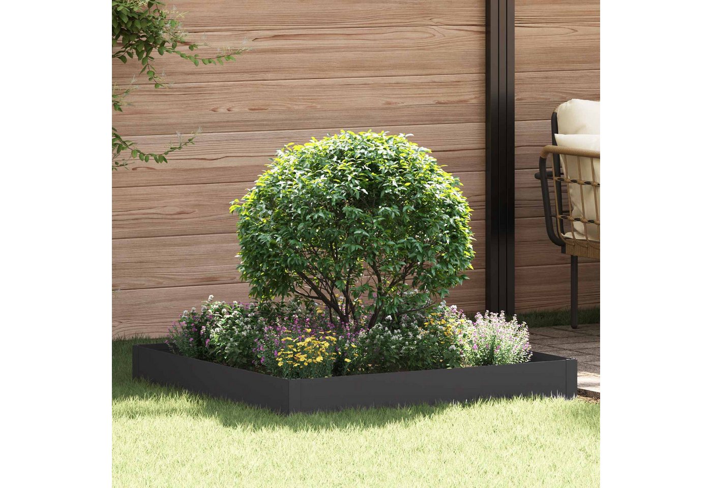 Vidaxl Lawn Edging 100 X 100 X 20 Cm Steel Black