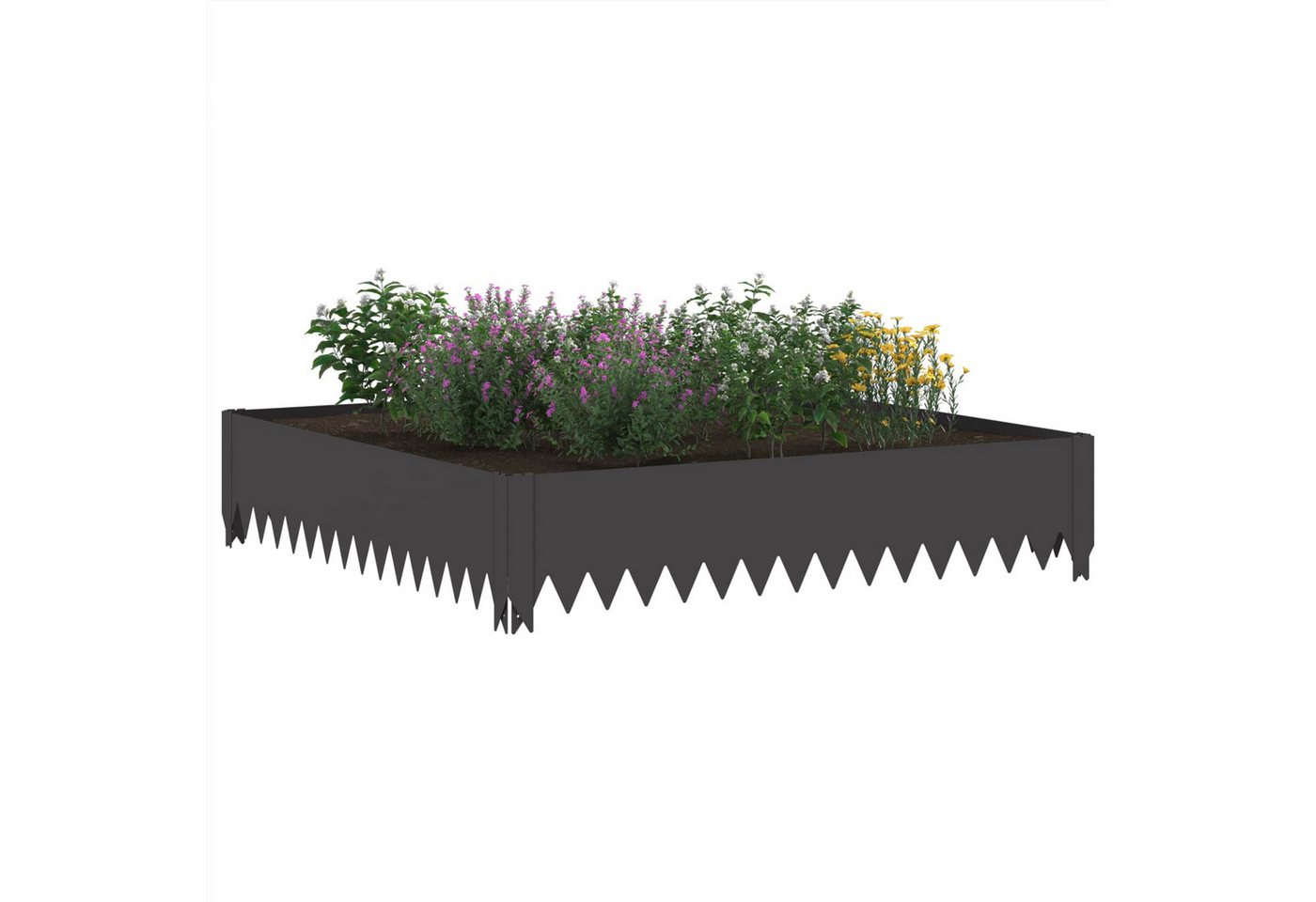 Vidaxl Lawn Edging 100 X 100 X 20 Cm Steel Black Bild 2