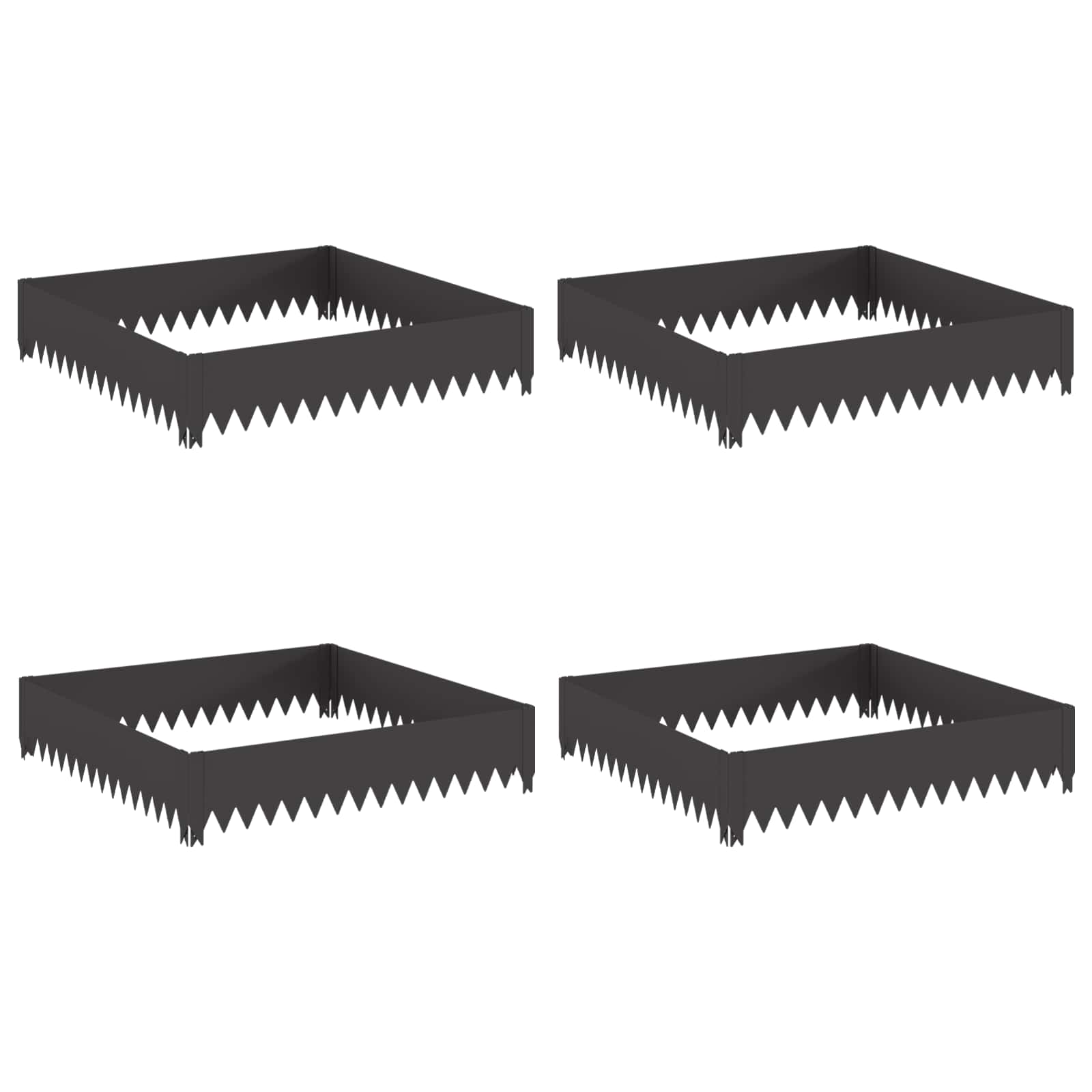 Vidaxl Lawn Edging 4 Pcs 100 X 100 X 20 Cm Steel Black