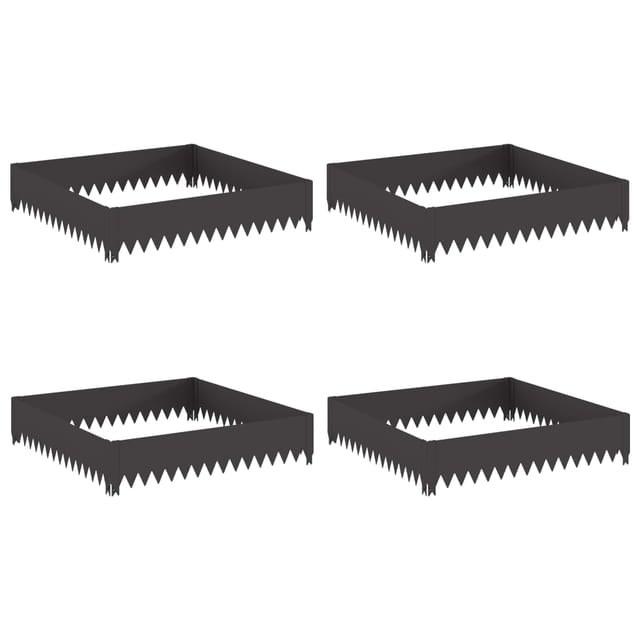 Vidaxl Lawn Edging 4 Pcs 100 X 100 X 20 Cm Steel Black