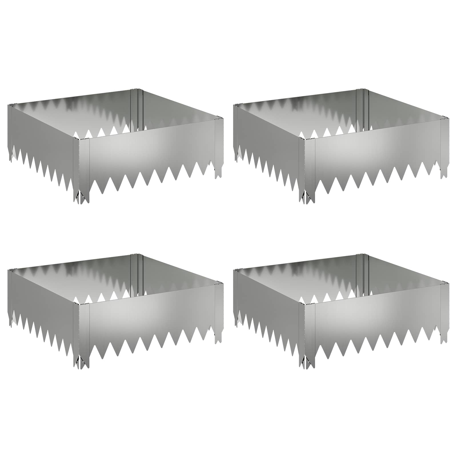 Vidaxl Lawn Edging 4 Pcs 60 X 60 X 20 Cm Steel Silver
