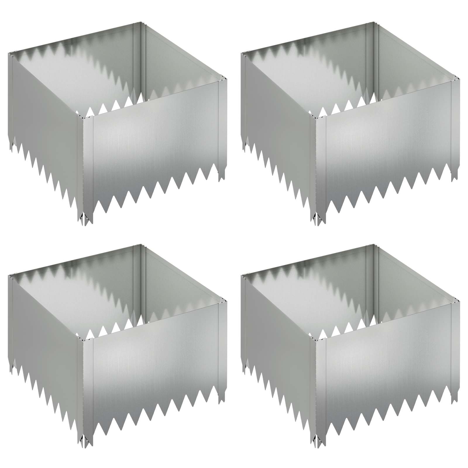 Vidaxl Lawn Edging 4 Pcs 60 X 60 X 35 Cm Steel Silver