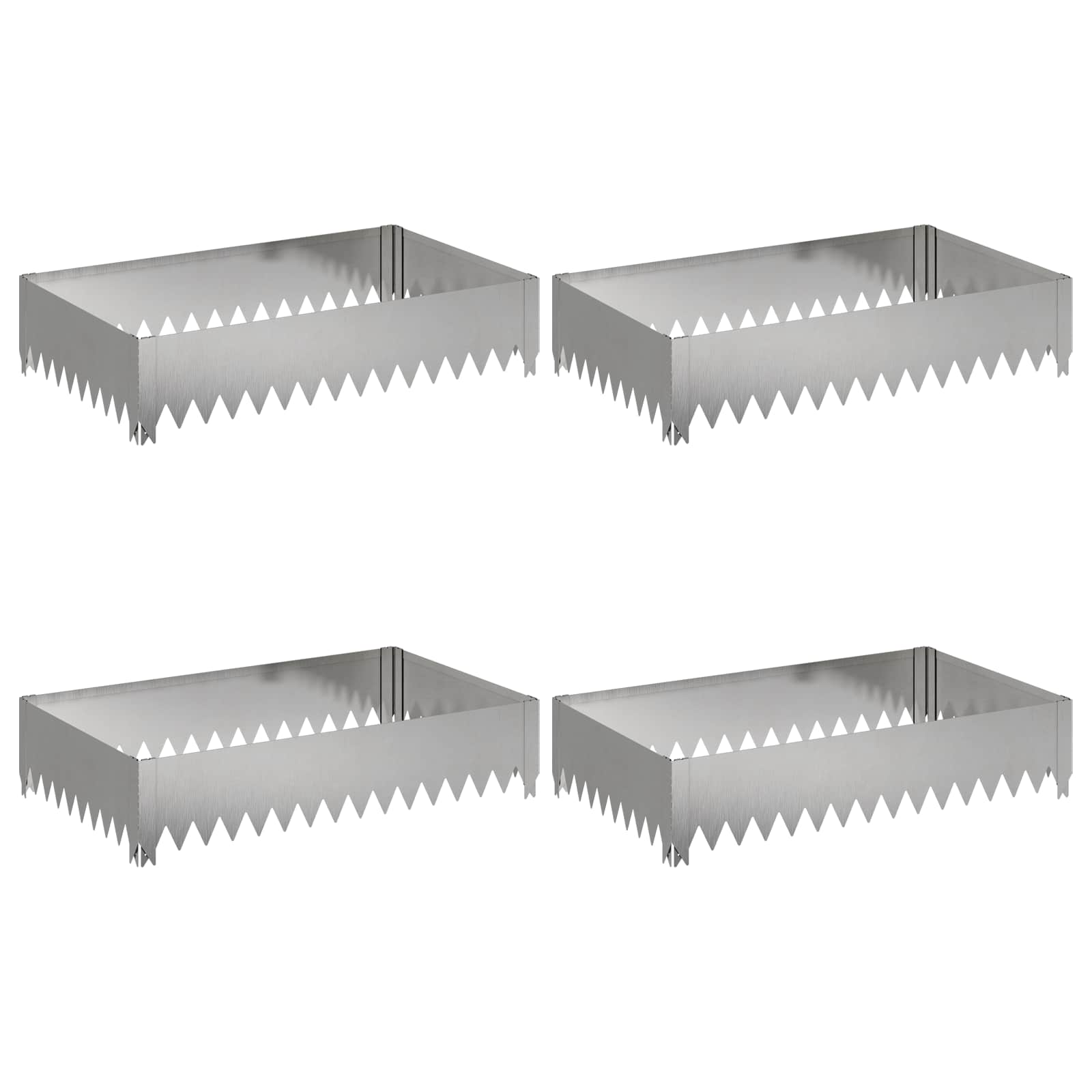 Vidaxl Lawn Edging 4 Pcs 100 X 60 X 20 Cm Steel Silver